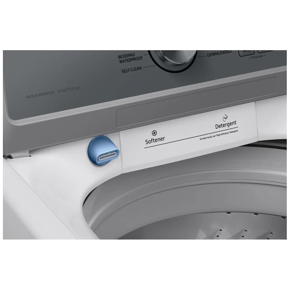Samsung WA46CG3505AWA4 Top Load Washer, 27 inch Width, ENERGY STAR Certified, 5.4 cu. ft. Washer Capacity, 10 Wash Cycles, 5 Temperature Settings, 700 RPM Washer Spin Speed, Agitator, Wifi Enabled, White colour