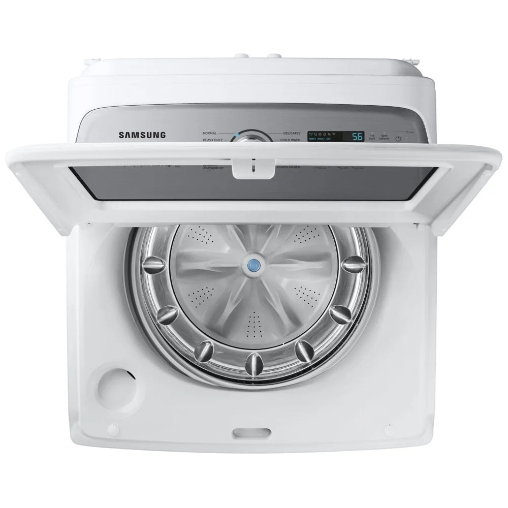 Samsung WA52DG5500AWUS Top Load Washer, ENERGY STAR Certified, 6 cu. ft. Washer Capacity, 12 Wash Cycles, 5 Temperature Settings, 750 RPM Washer Spin Speed, Impeller, Wifi Enabled, White colour