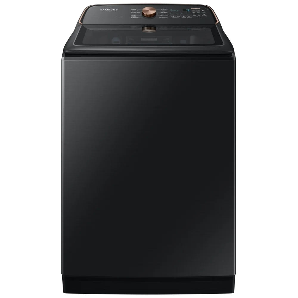 Samsung WA54CG7550AVA4 Top Load Washer, ENERGY STAR Certified, 6.2 cu. ft. Washer Capacity, 12 Wash Cycles, 5 Temperature Settings, 750 RPM Washer Spin Speed, Impeller, Wifi Enabled, Black Stainless Steel colour Water Faucet