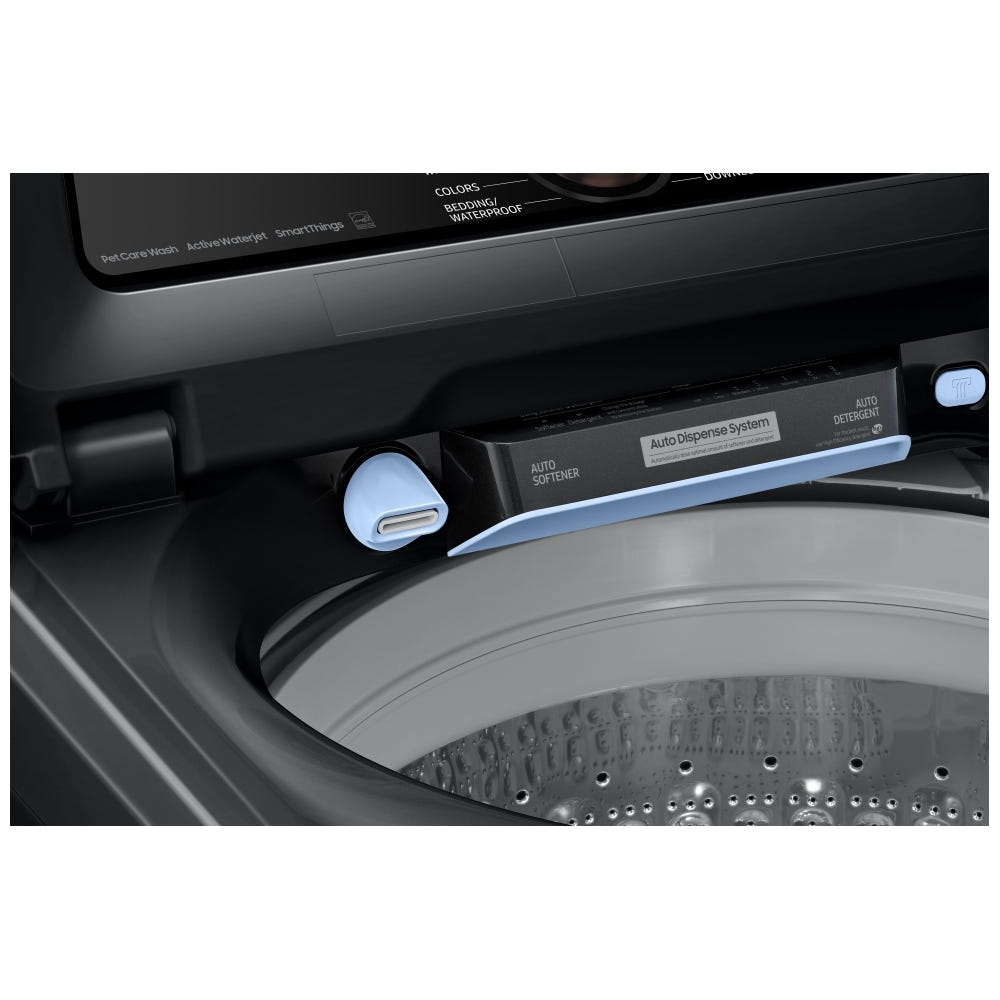 Samsung WA54CG7550AVA4 Top Load Washer, ENERGY STAR Certified, 6.2 cu. ft. Washer Capacity, 12 Wash Cycles, 5 Temperature Settings, 750 RPM Washer Spin Speed, Impeller, Wifi Enabled, Black Stainless Steel colour Water Faucet