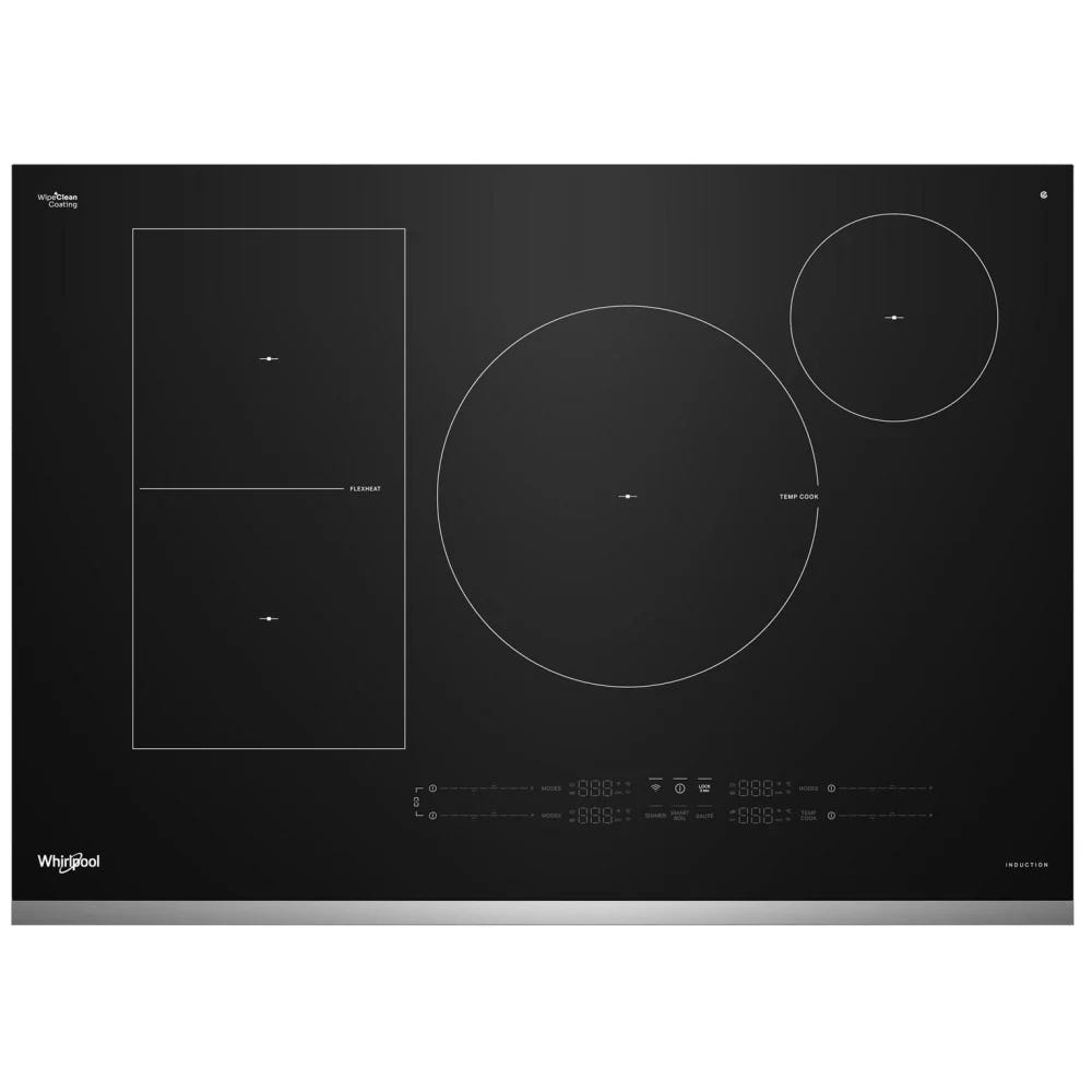 Whirlpool WCIT7530SS 电磁炉,30 英寸外部宽度,4 个燃烧器,不锈钢色