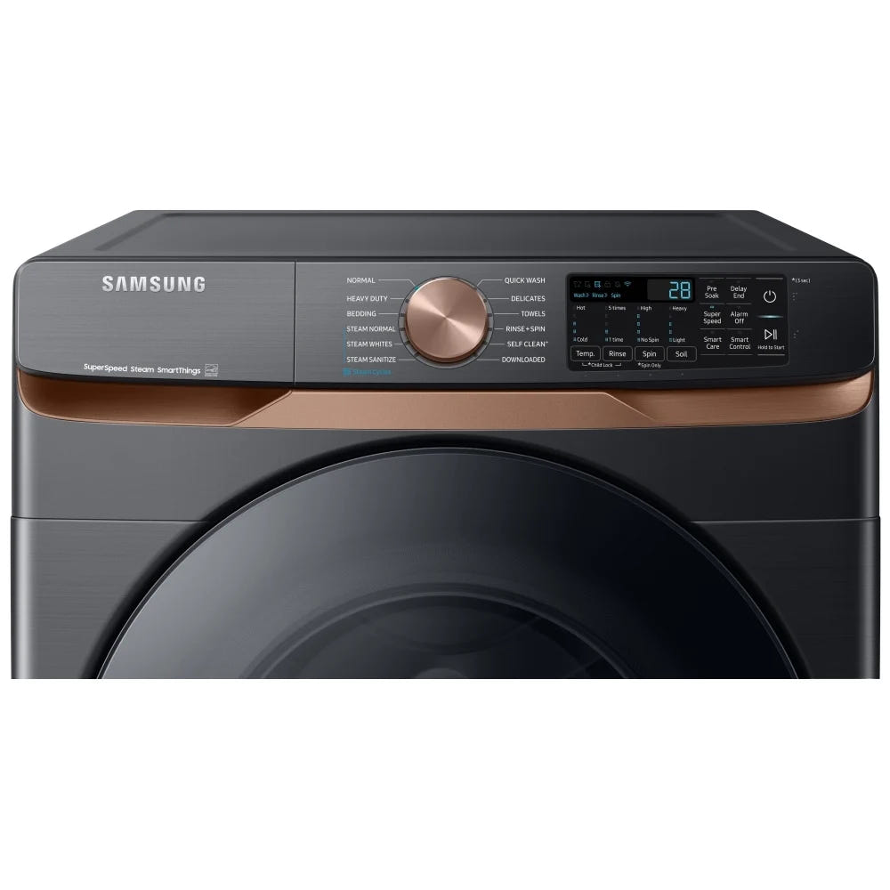Samsung WF50BG8300AVUS Front Load Washer, ENERGY STAR Certified, 5.8 cu. ft. Washer Capacity, 1,200 RPM Washer Spin Speed, 12 Wash Cycles, 5 Temperature Settings, Water Heater, Steam Clean, Wifi Enabled, Black colour