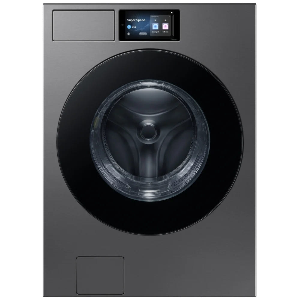Samsung Bespoke WF90F53ADSA5 Front Load Washer, ENERGY STAR Certified, 6.1 cu. ft. Washer Capacity, 1,200 RPM Washer Spin Speed, 25 Wash Cycles, 5 Temperature Settings, Water Heater, Steam Clean, Wifi Enabled, Dark Steel colour