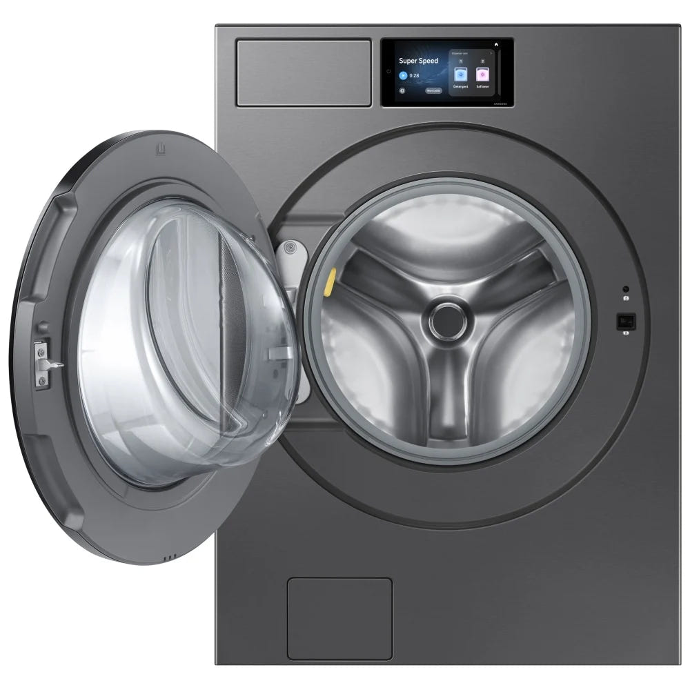 Samsung Bespoke WF90F53ADSA5 Front Load Washer, ENERGY STAR Certified, 6.1 cu. ft. Washer Capacity, 1,200 RPM Washer Spin Speed, 25 Wash Cycles, 5 Temperature Settings, Water Heater, Steam Clean, Wifi Enabled, Dark Steel colour