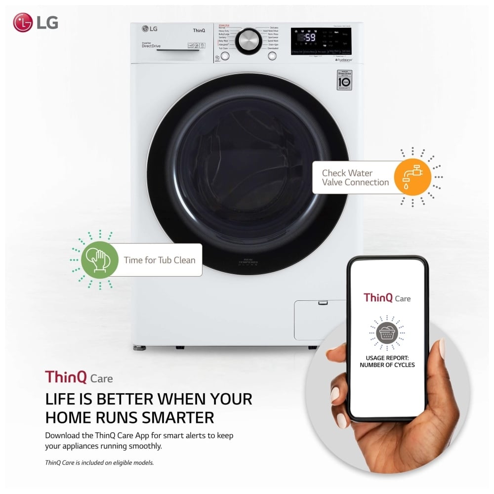LG WM1455HWA 2.6 cu.ft. Smart Compact Front Load Washer with Built-In Intelligence