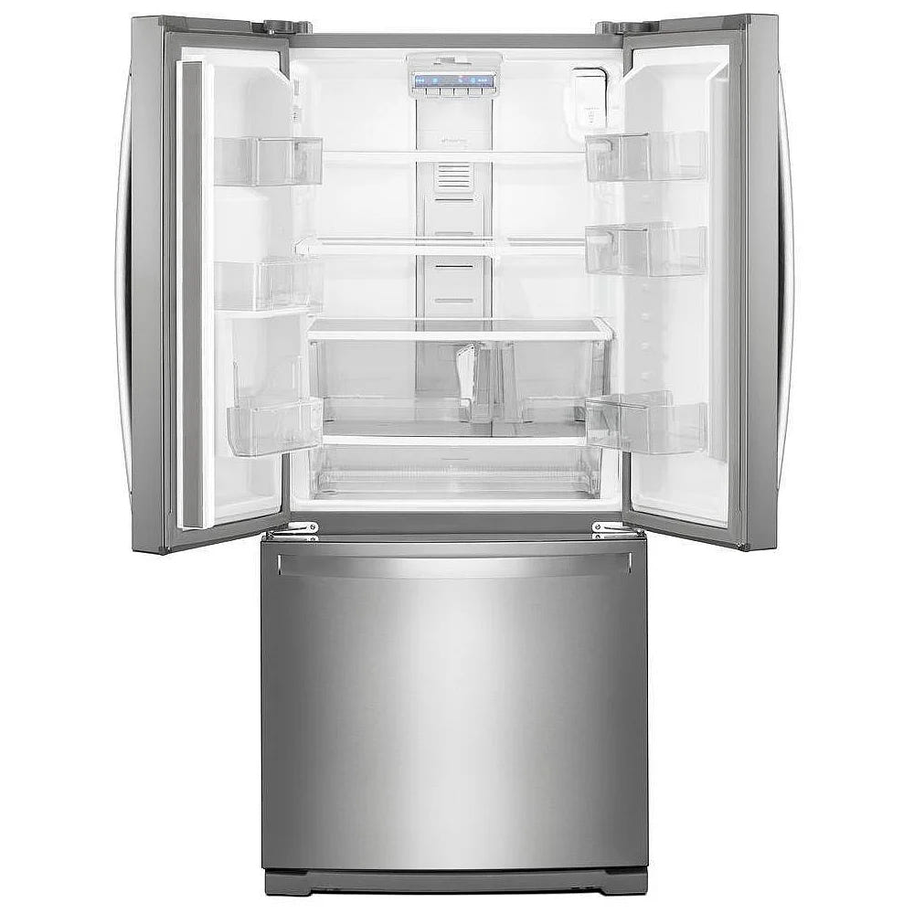 Whirlpool WRF560SMHZ 法式门冰箱,30 英寸宽,19.7 立方英尺容量,制冰机(位于冷冻室),不锈钢颜色