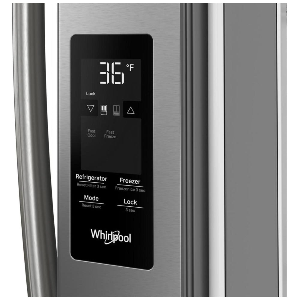 Whirlpool WRFF3336SZ French Door Refrigerator, 36 inch Width, ENERGY STAR Certified, 31 cu. ft. Capacity, Water Dispenser (Interior), Ice Dispenser (Freezer Located), FingerPrint Resistant Stainless Steel colour