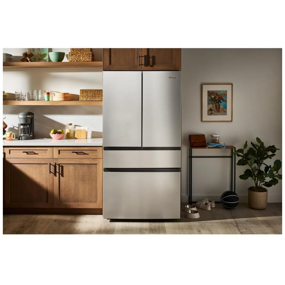 Whirlpool WRMF3336SZ French Door Refrigerator, 36 inch Width, 30 cu. ft. Capacity, Water Dispenser (Interior), Ice Dispenser (Freezer Located), ENERGY STAR Certified, Fingerprint-Resistant Stainless Finish colour, EveryDrop™ Water Filtration