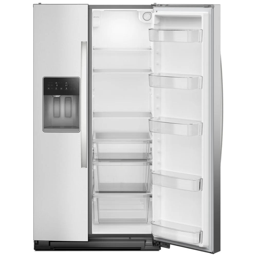 Whirlpool WRSC5536RZ 并排式冰箱,36 英寸宽,台面深度,制冰机(门内),饮水机(外部),21 立方英尺容量,不锈钢色