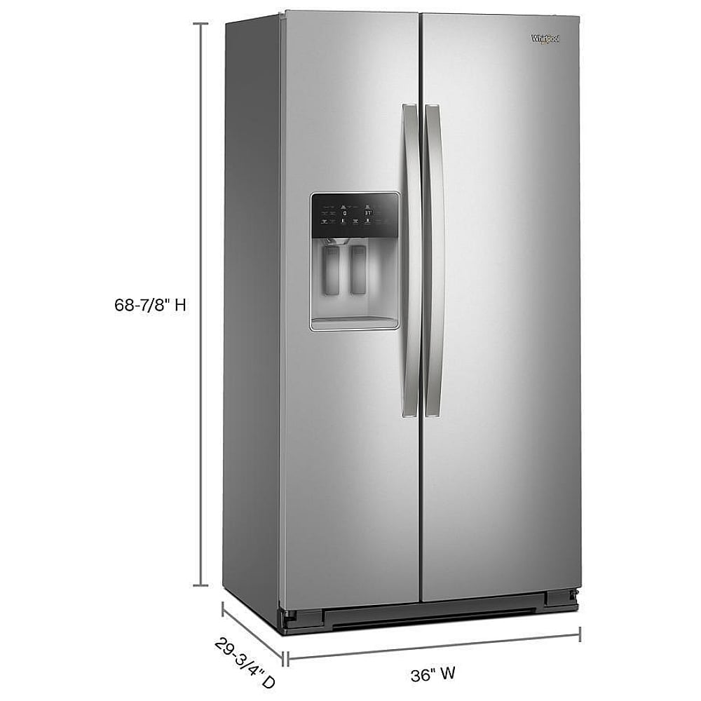 Whirlpool WRSC6536RZ Side by Side Refrigerator, 36 inch Width, Ice Dispenser (Thru Door), Water Dispenser (Exterior), 28 cu. ft. Capacity, S colour