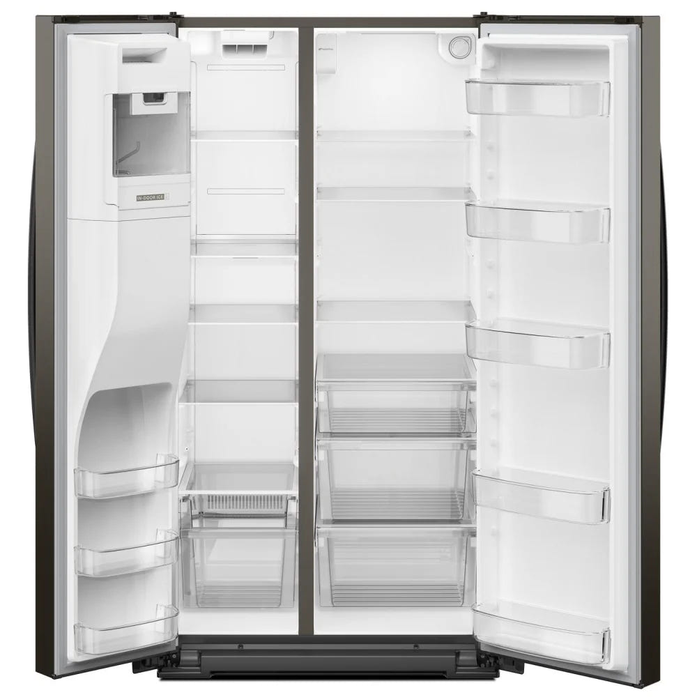 Whirlpool WRSF5536RV 并排式冰箱,36 英寸宽,制冰机(门内),饮水机(外部),28.49 立方英尺容量,黑色不锈钢