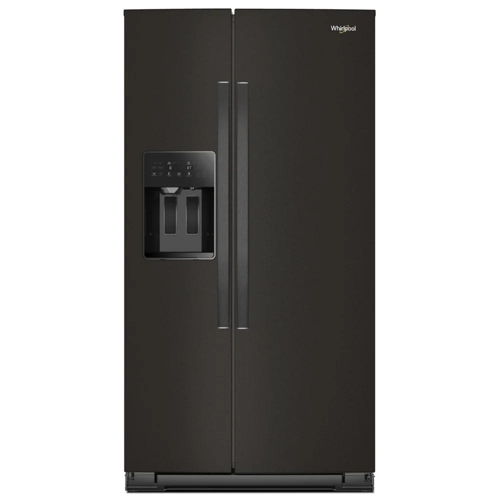 Whirlpool WRSF5536RV 并排式冰箱,36 英寸宽,制冰机(门内),饮水机(外部),28.49 立方英尺容量,黑色不锈钢