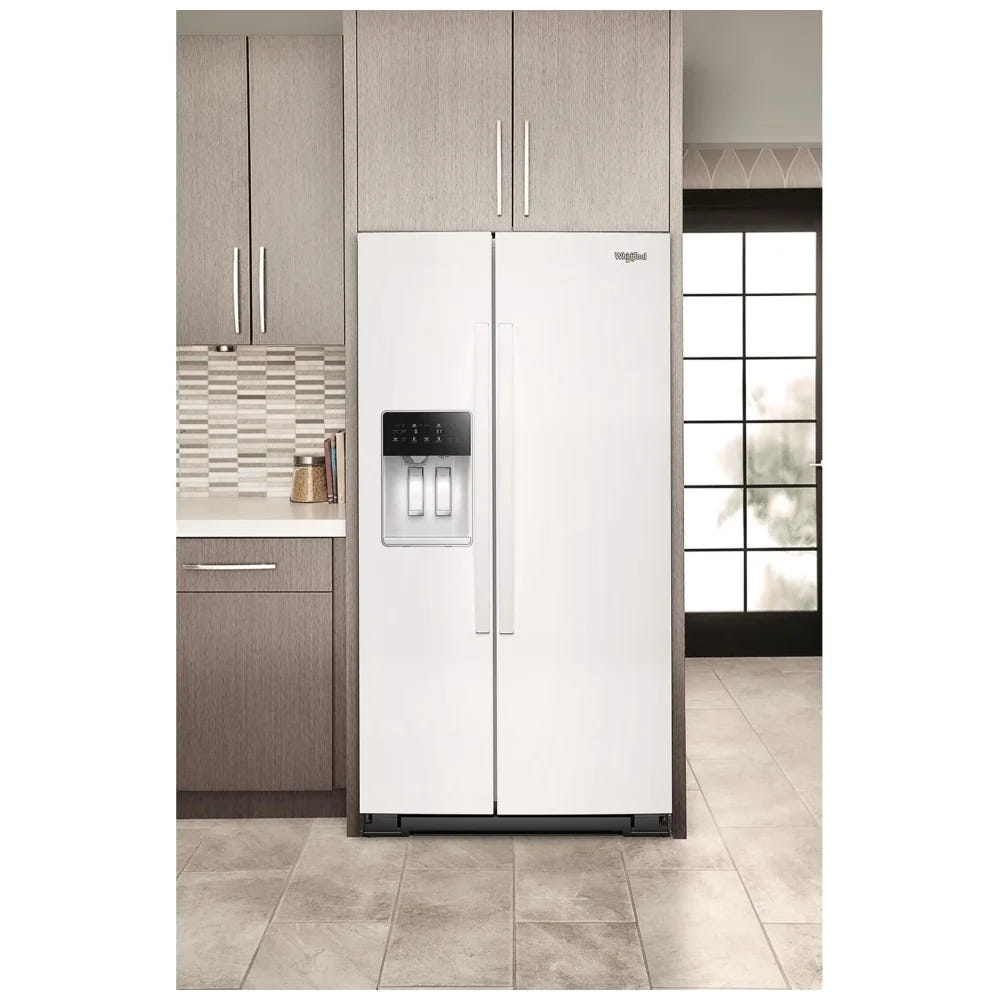 Whirlpool WRSF5536RW 并排式冰箱,36 英寸宽,制冰机(门内),饮水机(外部),28.49 立方英尺容量,白色