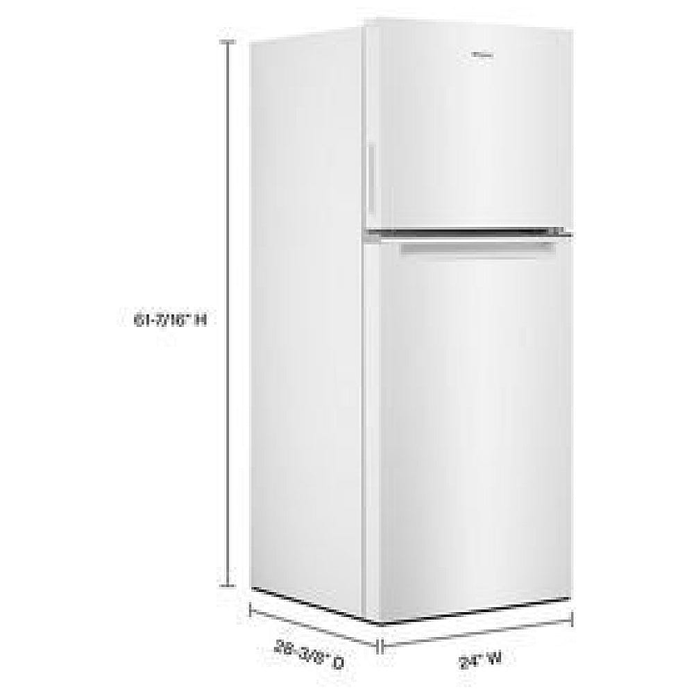 Whirlpool WRT112CZJW Top Freezer Refrigerator, 24 inch Width, 11.6 cu. ft. Capacity, Optional Ice Maker (Special Order), Counter Depth, White colour