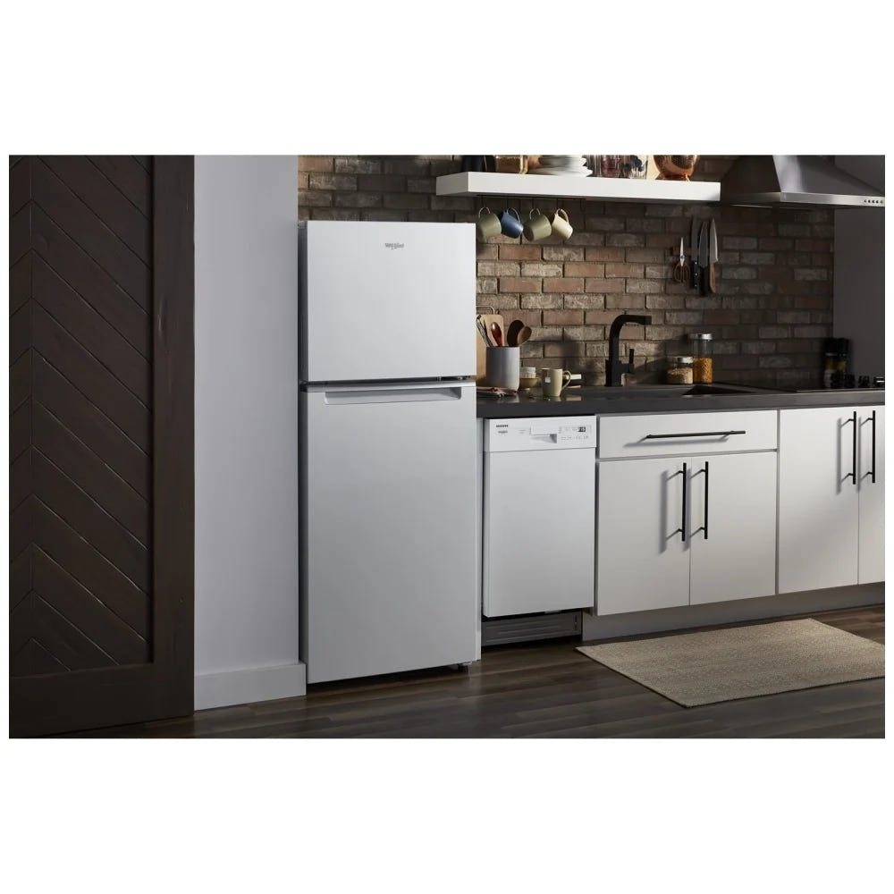 Interior view of Whirlpool WRT312CZJW Top Freezer Refrigerator