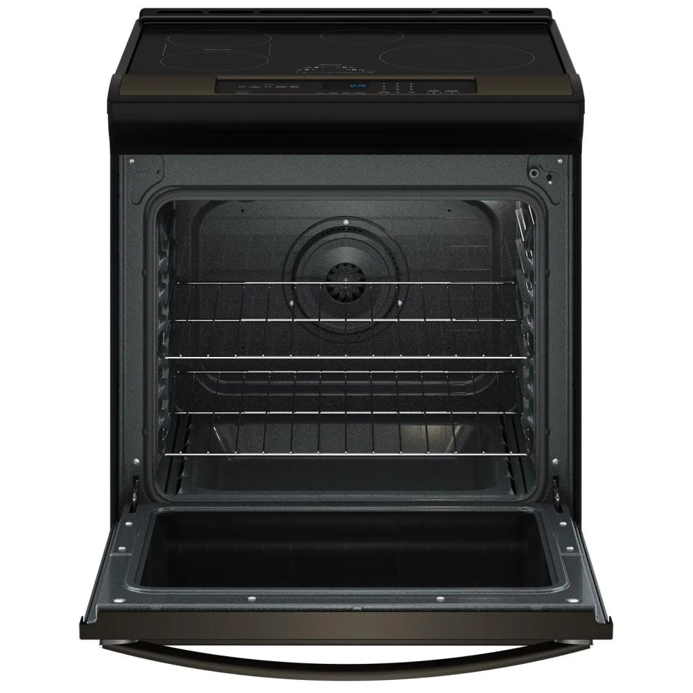 Whirlpool WSIS5030RV Induction Range, 6.4 cu. ft. Capacity, 30 inch Exterior Width, Self Clean, True Convection, 4 Burners, Air Fry, Black Stainless Steel colour
