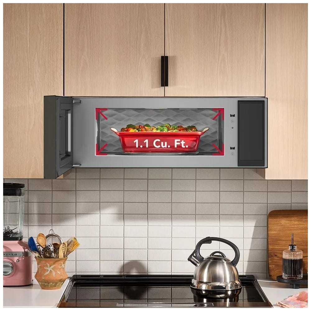 KitchenAid YKMML550RJP Over the Range Microwave, 30 inch Exterior Width, 1.1 cu. ft. Capacity, 600 CFM, 900 W Watts, LED, Juniper colour