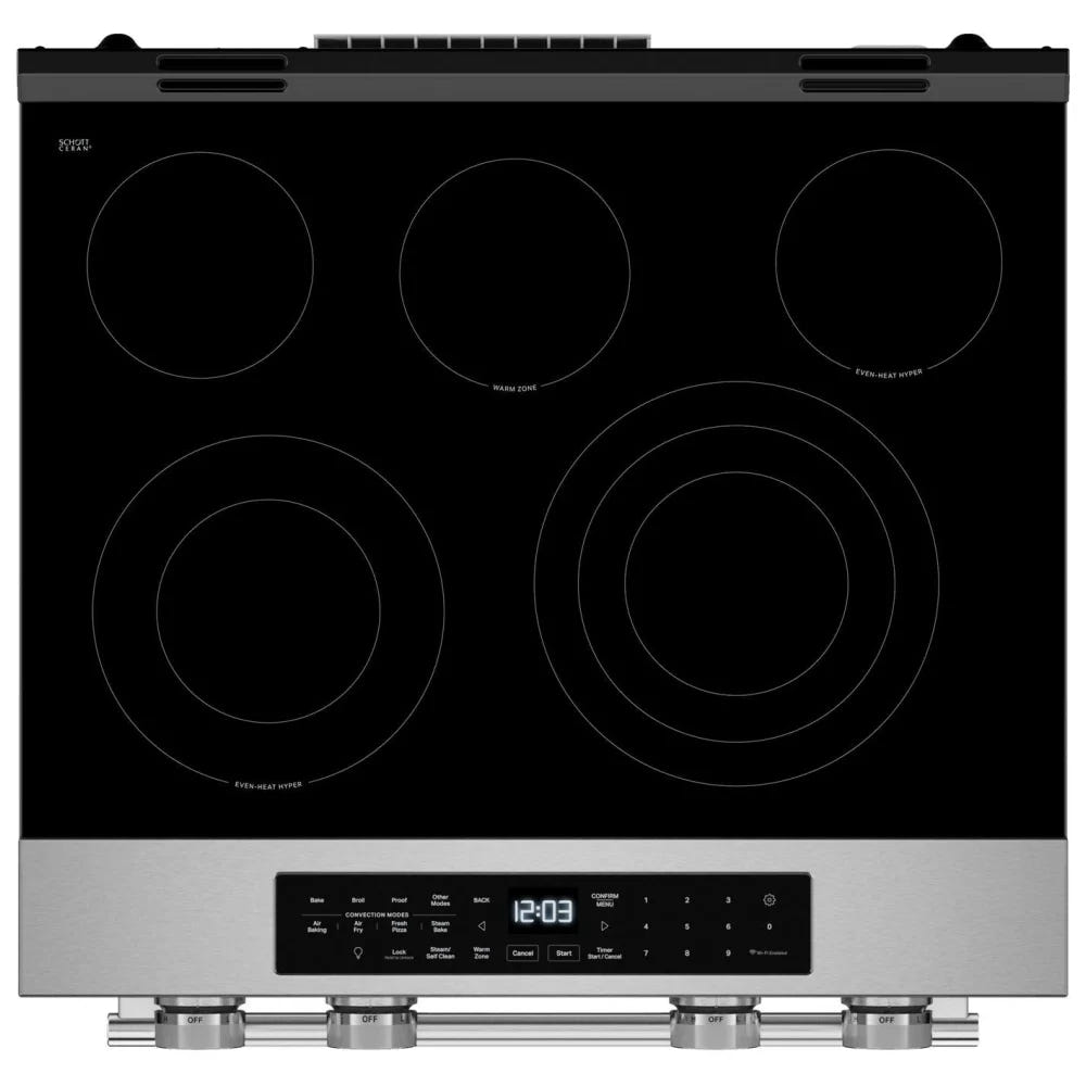 KitchenAid YKSES530SPS Electric Range, 5.3 cu. ft. Capacity, 30 inch Exterior Width, True Convection, 5 Burners, Storage Drawer, Air Fry, Self Clean