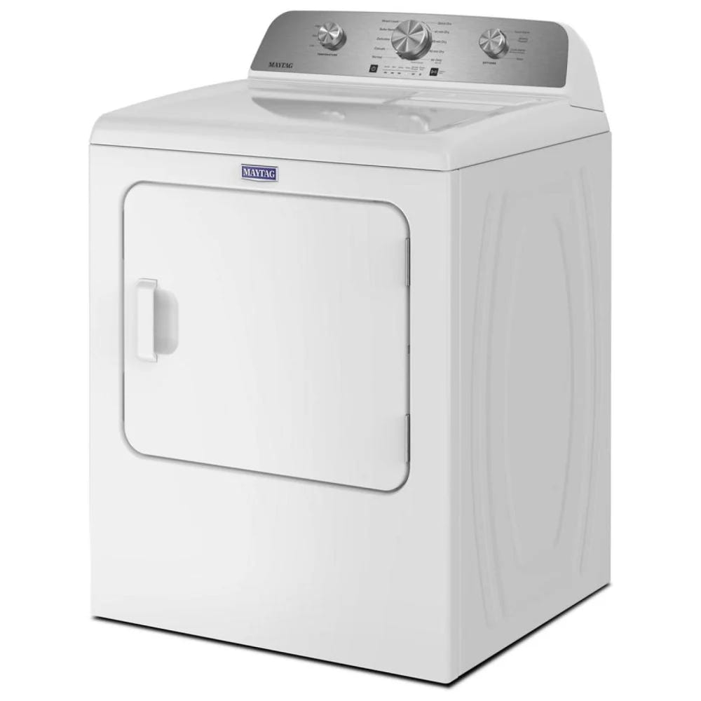 Maytag YMED4205SW 电动烘干机,7.0 立方英尺容量,3 种温度设置,钢制滚筒,白色