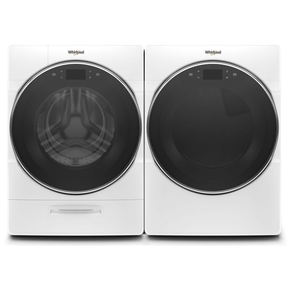 Whirlpool YWED9620HW Electric Dryer, 27 inch Width, 7.4 cu. ft. Capacity, Steam Clean, 5 Temperature Settings, Stackable, Steel Drum, Wifi Enabled, White colour
