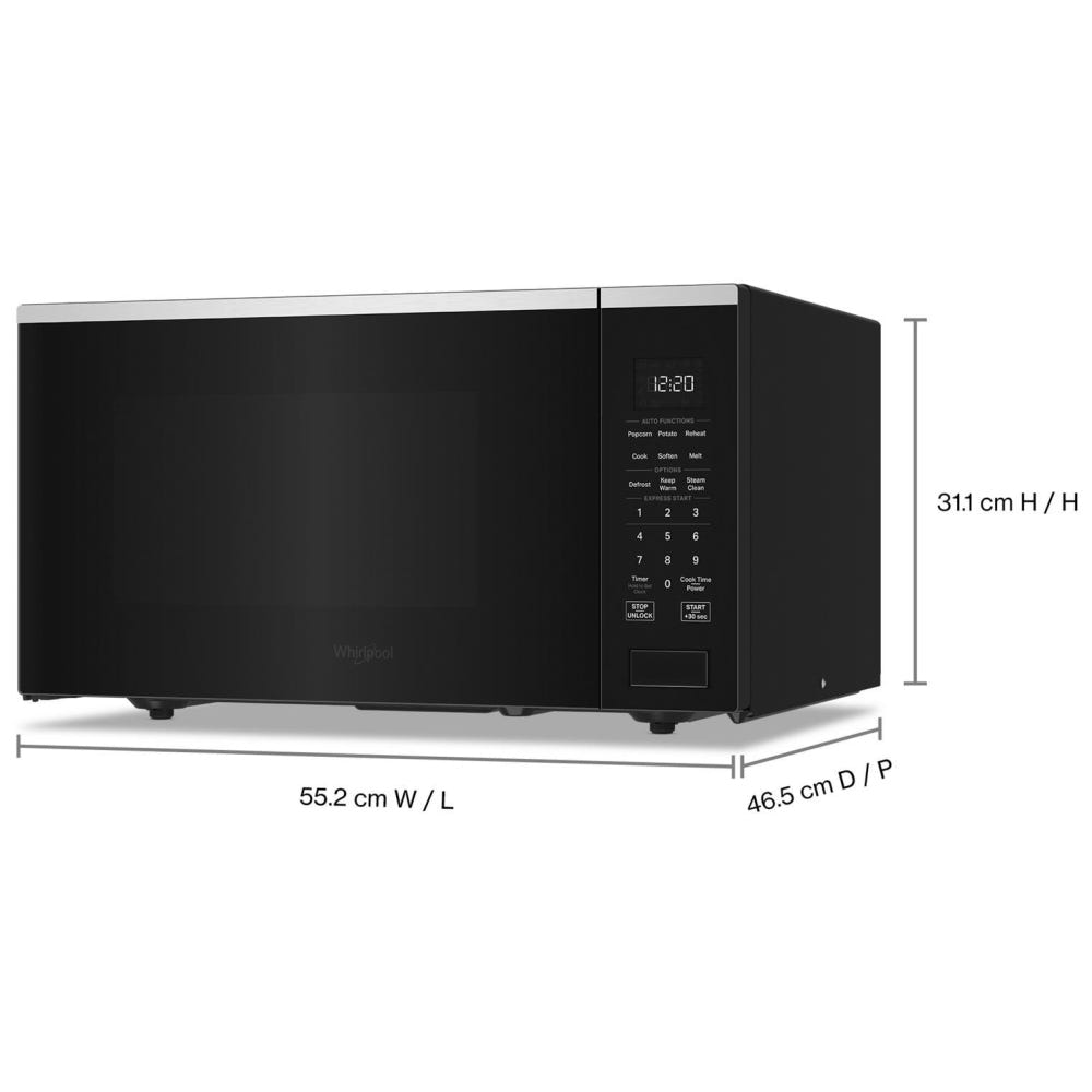 Whirlpool YWMCS7022SZ Countertop Microwave, 22 inch Exterior Width, 1.6 cu. ft. Capacity, 1,100 W Watts, FingerPrint Resistant Stainless Steel colour