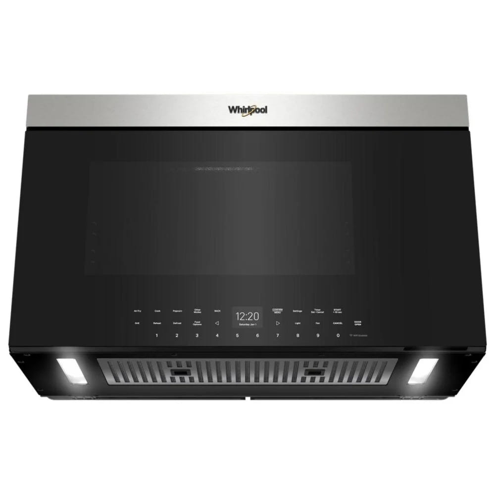 Whirlpool YWMMF7330RZ Over the Range Microwave, 30 inch Exterior Width, 1.1 cu. ft. Capacity, 400 CFM, Convection, 900 W Watts, LED, 17.88 inch Height, Stainless Steel colour Air Fry/Roast/Grill Mode