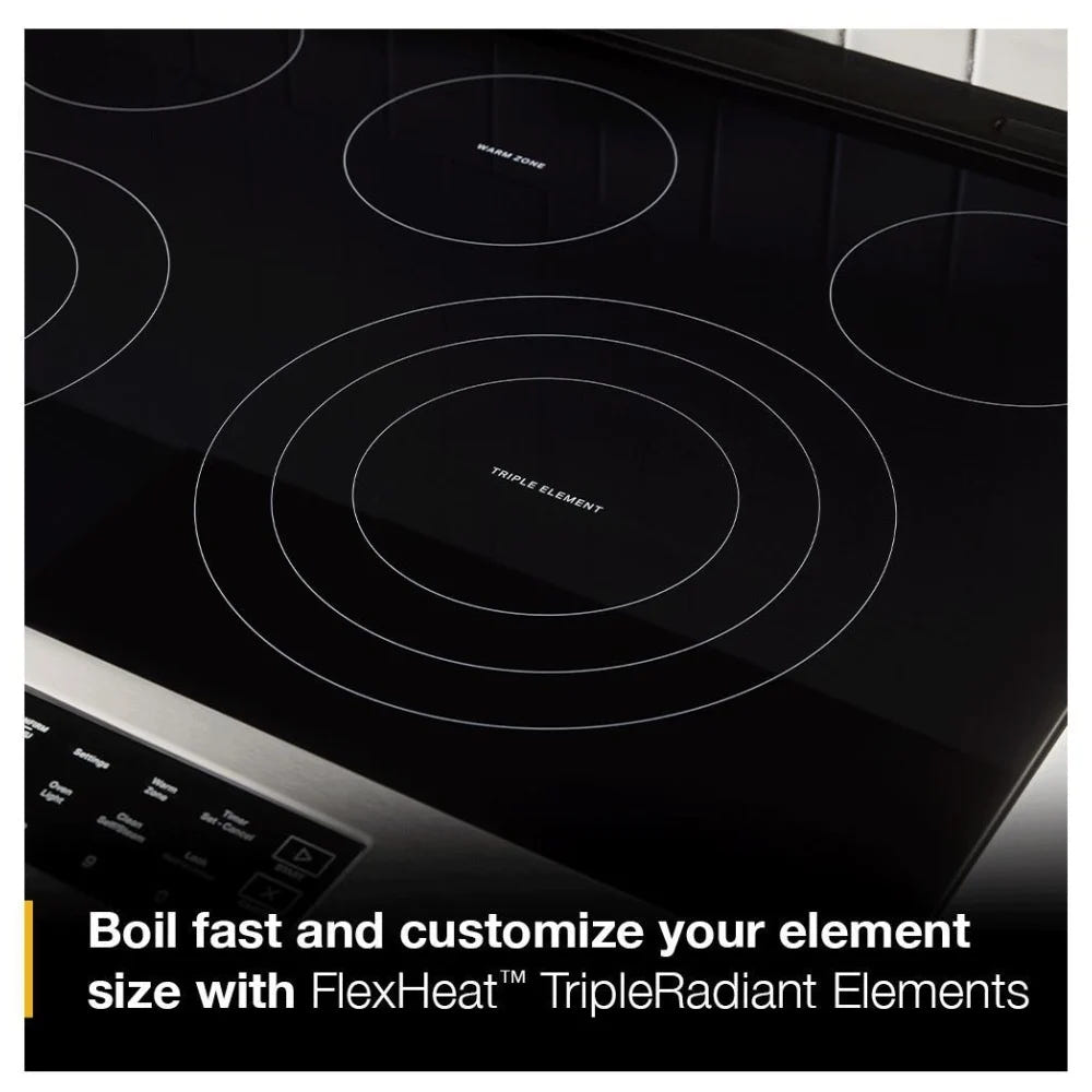 Whirlpool YWSES5030SW Electric Range, 5.3 cu. ft. Capacity, 30 inch Exterior Width, Convection, 5 Burners, Storage Drawer, Air Fry, Steam & Self Clean, 3,000 W Highest Element, White colour, WipeClean™