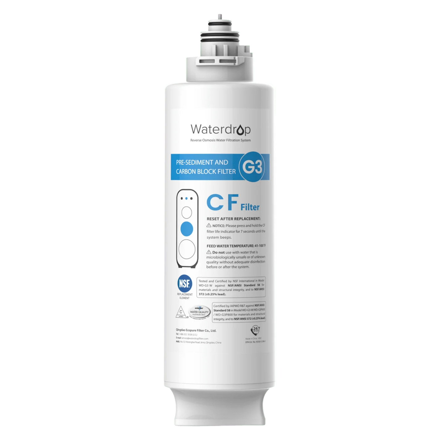 6 Months Lifetime WD-G3-N1CF Filter for WD-G3-W Reverse Osmosis System