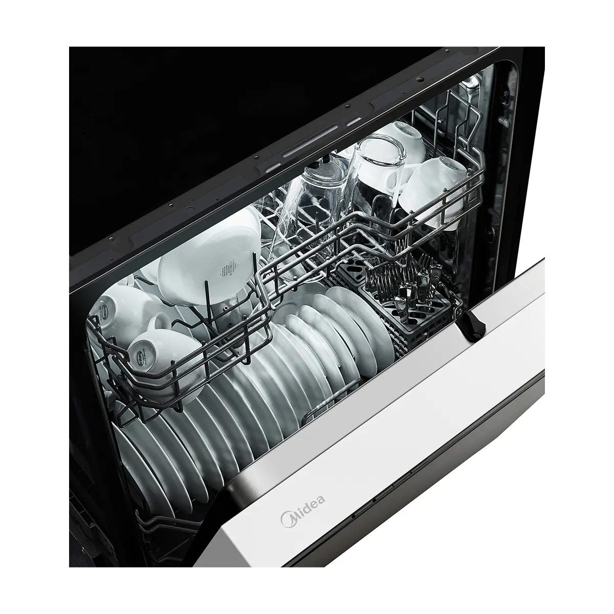 Midea MDF24P2BWW 24” Front Control Hybrid Tub Dishwasher in White
