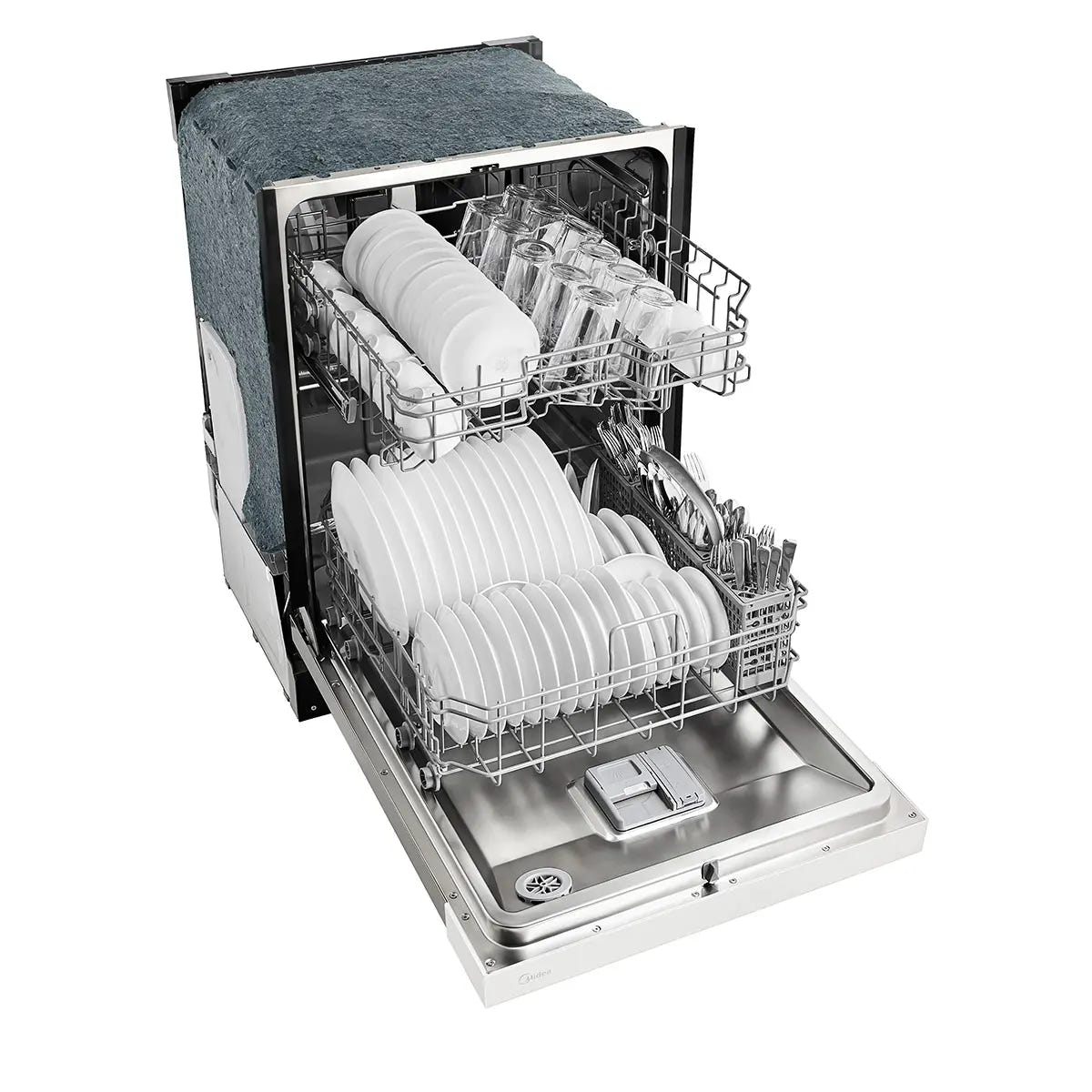 Midea MDF24P2BWW 24” Front Control Hybrid Tub Dishwasher in White