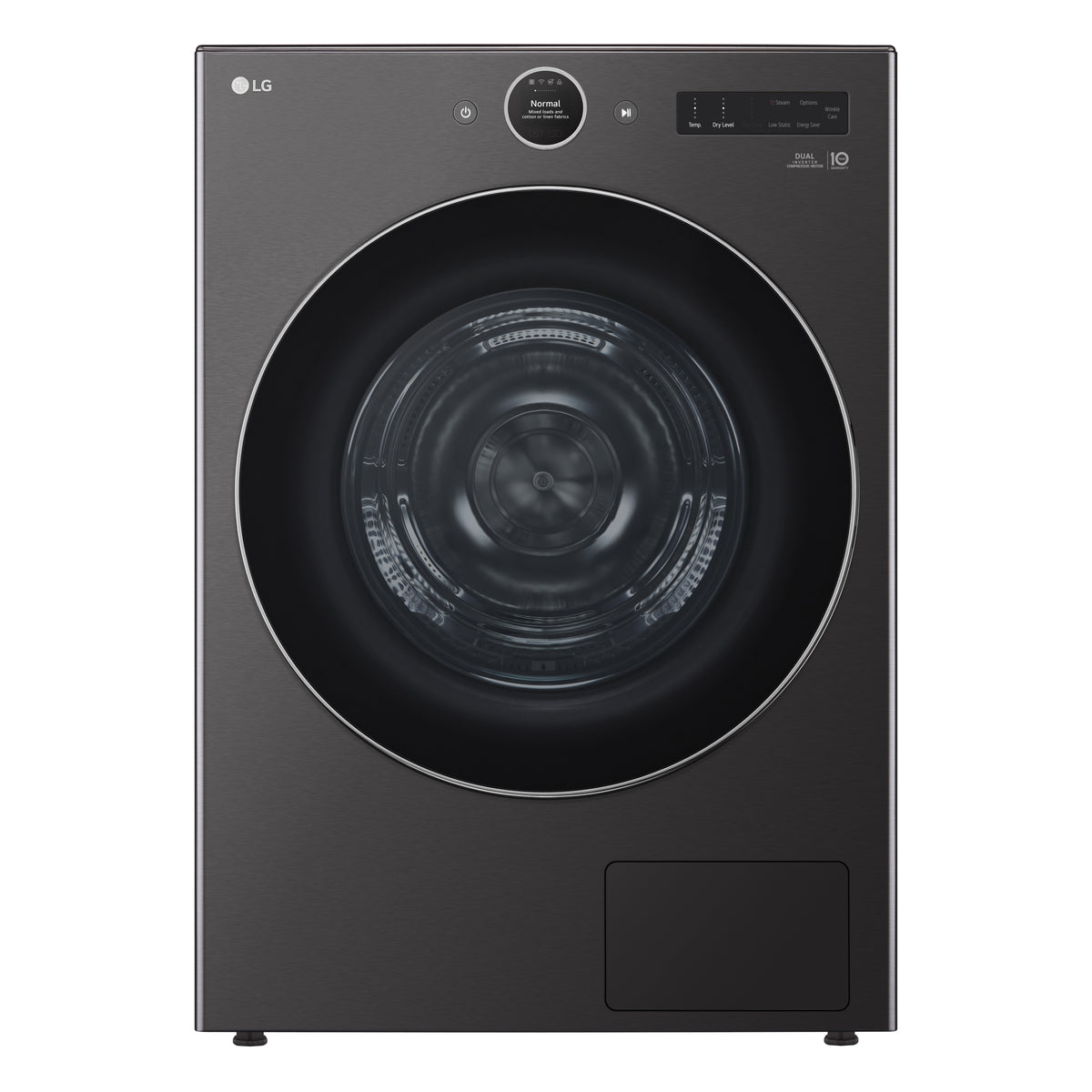 LG DLHC6702B 7.8 cu.ft 6-Motion DirectDrive Dryer with Heat Pump Electric Dryer front view