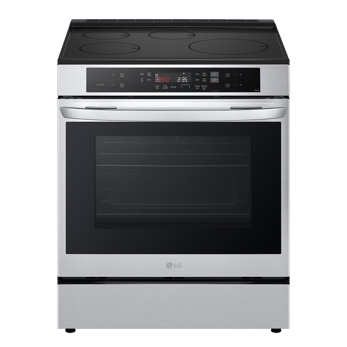 LG LSIL6332FE 6.3 cu. ft. Smart Induction Slide-in Range with Convection and Air Fry front view (light off)