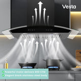 Amsterdam 800CFM 36'' Black Stainless Steel Wall Mount Range Hoods