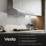 Vesta Charlotte 500 CFM Under Cabinet Range Hood in Stainless Steel