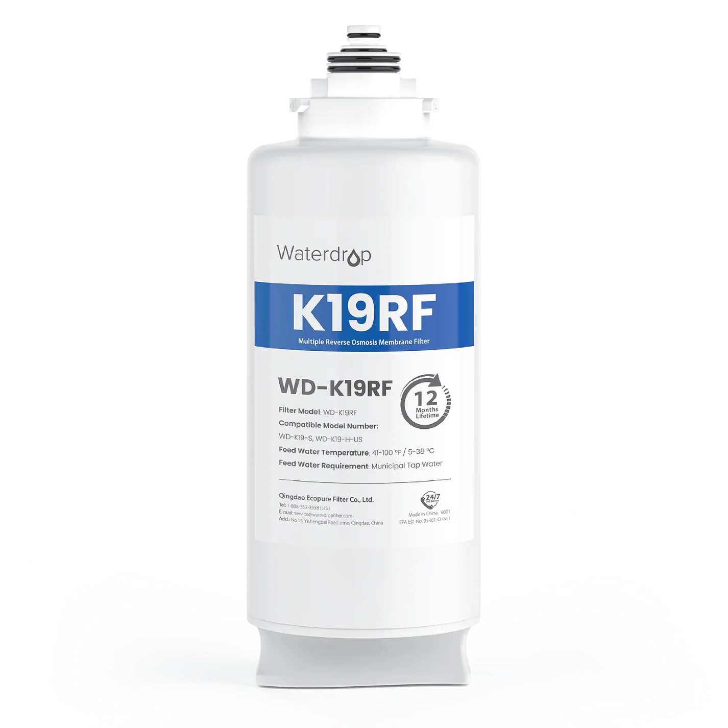 Waterdrop WD-K19RF Filter Replacement for WD-K19-S and WD-K19-H Countertop Reverse Osmosis System