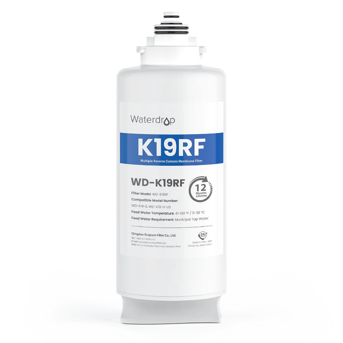 Waterdrop WD-K19RF Filter Replacement for WD-K19-S and WD-K19-H Countertop Reverse Osmosis System