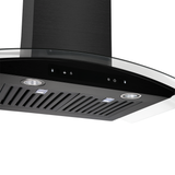 Amsterdam 800CFM 36'' Black Stainless Steel Wall Mount Range Hoods
