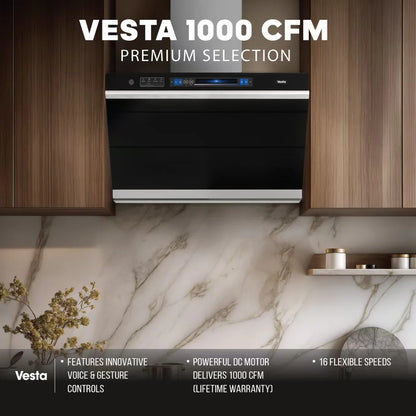 Vesta VRH-DETROIT-36GS 30“ Black Wall Mount/Under Cabinet Range Hoods