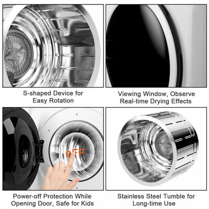 Costway 24" 1700W Electric Dryer Portable Tumble Dryer with Steel Tub