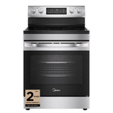 Midea MER30B14ASTC Electric Range, 6.3 cu. ft. Capacity, 30 inch Exterior Width, 4 Burners, Storage Drawer, Manual Clean, 1,800 W Highest Element, Stainless Steel colour