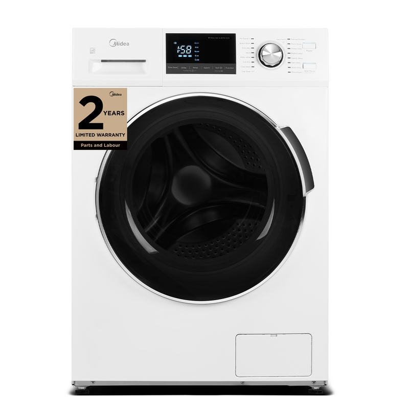 Midea MLH27N5AWWC Front Load Washer, 24 inch Width, 3.1 cu. ft. Washer Capacity, 1,300 RPM Washer Spin Speed, 16 Wash Cycles, 5 Temperature Settings, Water Heater, ENERGY STAR Certified, White colour