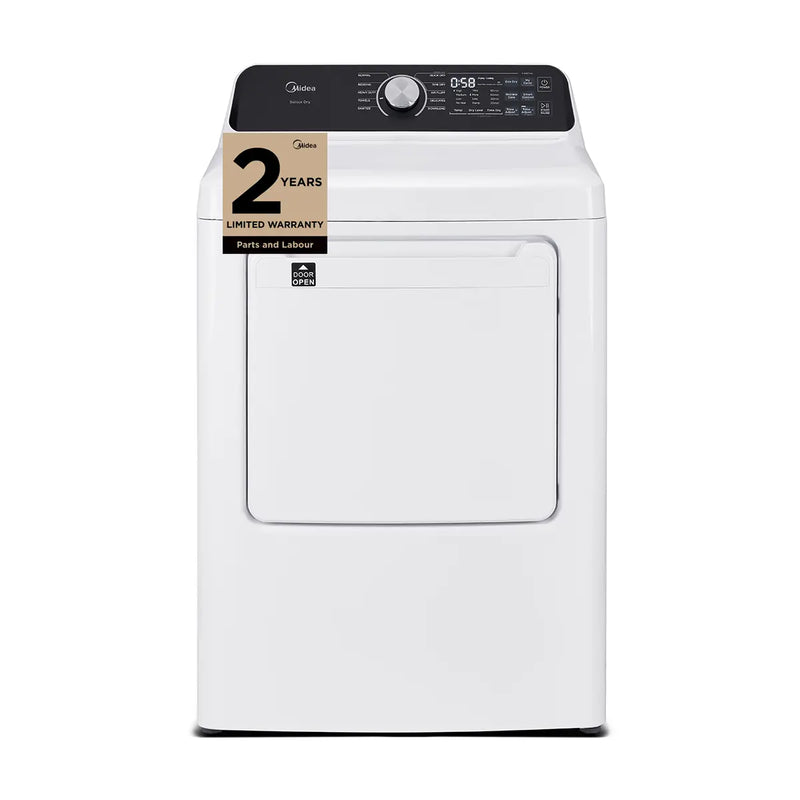 Midea MLTE52M2BWW Electric Dryer, 7 cu. ft. Dryer Capacity, 6 Dry Cycles, 4 Temperature Settings, Vented, White colour