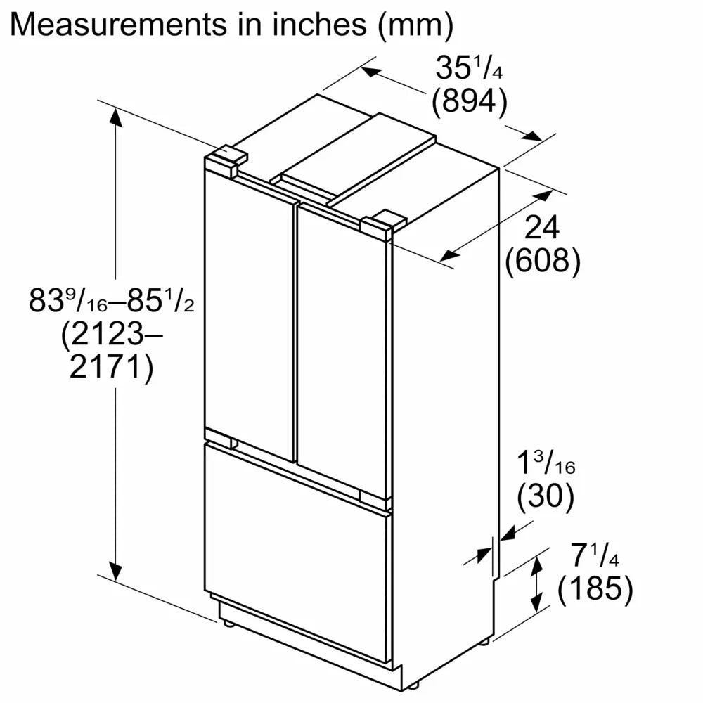 Bosch B36IT100NP Benchmark® Built-in Bottom Freezer Refrigerator 36'' Softclose® Flat Hinge