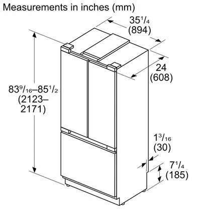 Bosch B36IT100NP Benchmark® Built-in Bottom Freezer Refrigerator 36'' Softclose® Flat Hinge