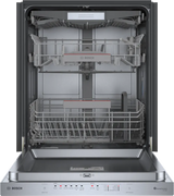 Bosch 500 Series SHP65CC5UC Dishwasher door open and racks pushed in
