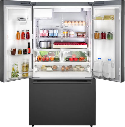 Bosch B36FD52SNB French Door Refrigerator, 36 inch Width, ENERGY STAR Certified, 26 cu. ft. Capacity, Water Dispenser (Exterior), Ice Dispenser (Thru Door), Black Stainless Steel colour