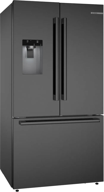 Bosch B36FD52SNB French Door Refrigerator, 36 inch Width, ENERGY STAR Certified, 26 cu. ft. Capacity, Water Dispenser (Exterior), Ice Dispenser (Thru Door), Black Stainless Steel colour