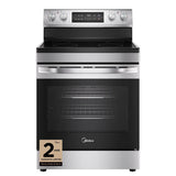 Midea MER30B14ASTC Electric Range, 6.3 cu. ft. Capacity, 30 inch Exterior Width, 4 Burners, Storage Drawer, Manual Clean, 1,800 W Highest Element, Stainless Steel colour