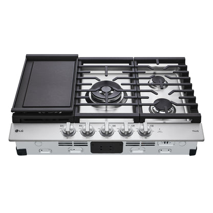 30” Smart Gas Cooktop with UltraHeat™ 22K BTU Dual Burner and LED Knobs CBGJ3027S