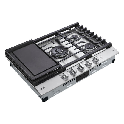 30” Smart Gas Cooktop with UltraHeat™ 22K BTU Dual Burner and LED Knobs CBGJ3027S